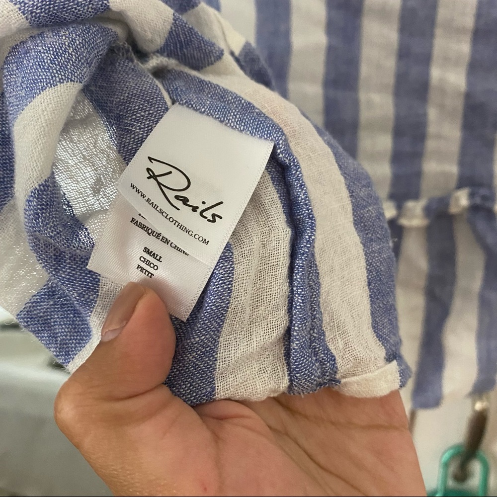 Rails Mira Stripe Linen Peplum Top - image 6